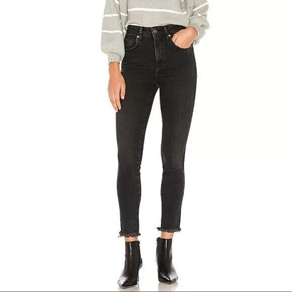 Free People Raw High Rise Jeggings Skinny Jeans  Women's  29 Black - Picture 1 of 4
